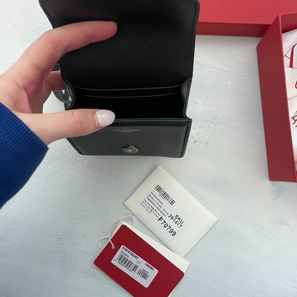 ❌SOLD❌Valentino Garavani Mini Square Bag Black Calfskin Leather Signature VLogo - Picture 9 of 12